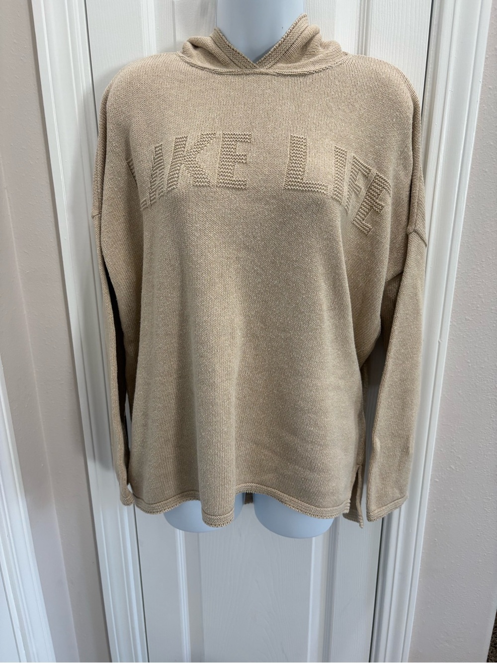 LAKE LIFE Beige Knit oversized Hoodie Sweater